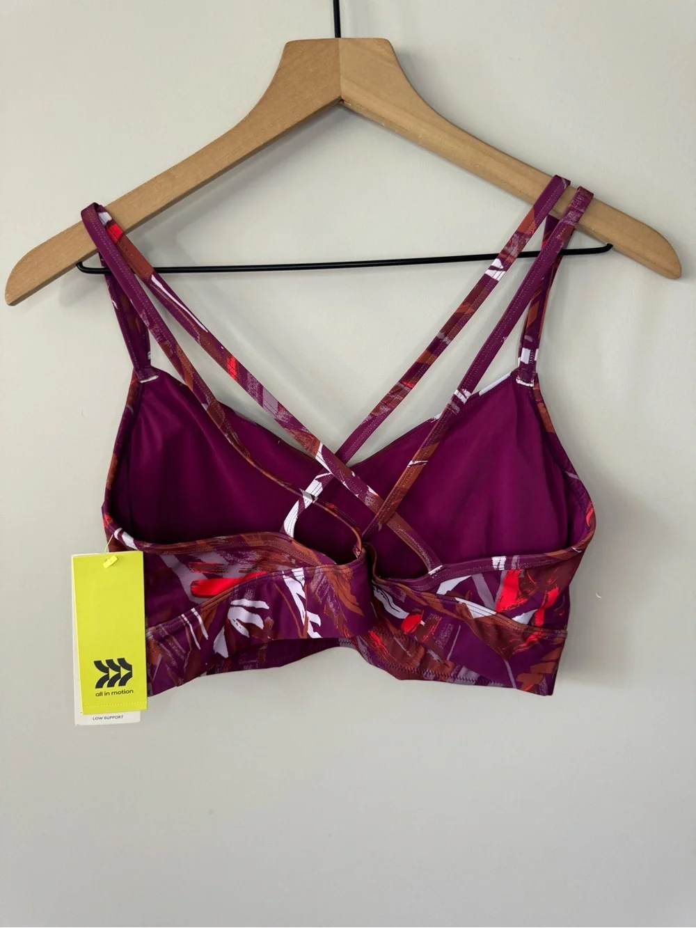 All in Motion NWT Target Strappy Low Support Sports Bra in Plum Print size XL - Picture 4 of 8